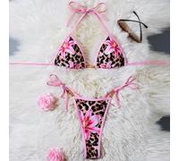 2 pièces de maillots de bain vendus à succès pour femmes pour fête à la piscine, accessoires dorés doux avec imprimé floral et léopard pour bikini tanga L,M,S,XL,XS,XXSImprimé léopardÉtoffe