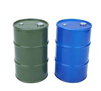 2 pièces de mini conteneurs métalliques en forme de fût d’huile pour crawler RC 1/10, accessoire de décoration simulant un réservoir de carburant, baril scellé bleu-vert au design
