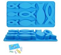 2 pièces de moule en silicone poisson, moule pour chocolat, savon, gâteaux et desserts, 16 grilles de moules en silicone pour le bricolage et la pâtisserie, alimentaire, facile à démouler et à nettoye