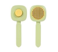 2 pièces de peignes autonettoyants for animaux de compagnie for chats et chiens, dents de peigne de massage antistatiques universelles(Green+Yellow,Square)