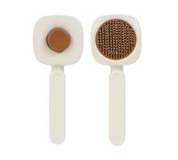 2 pièces de peignes autonettoyants for animaux de compagnie for chats et chiens, dents de peigne de massage antistatiques universelles(White+Coffee,Square)