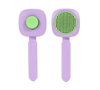 2 pièces de peignes autonettoyants for animaux de compagnie for chats et chiens, dents de peigne de massage antistatiques universelles(Purple+Green,Square)