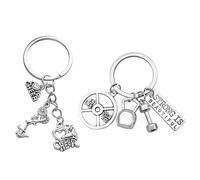 2 Pièces De Porte-Clés De Sport, Pendentif Haltère De Fitness, Pendentif De Pom-Pom Girl, Porte-Clés De Couple, Décoration d'emballage De Fitness.