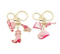 2 Pièces De Porte-Clés en Denim Occidental, Pendentif De Sac Créatif, Décoration De Mode, Cadeau d'anniversaire Exquis (Rose).