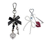 2 Pièces De Porte-Clés en Perles d'amour Rouges, Mignon Et Accrocheur, Durable Et Pas Facile À Décolorer, Assemblage Quotidien Et Décoration Cadeau, Peut Accrocher des Clés, des Sacs À Dos.