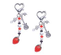 2 pièces de porte-clés en perles de fraise, pendentifs décoratifs mignons, pendentifs de sac, pendentifs de téléphone portable, porte-clés pour filles, porte-clés créatifs