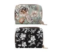 2 Pièces De Portefeuille À Monnaie Florale, Sac De Certificat De Carte D'Identité, Sac À Clips De Carte Simple Et À La Mode pour Femmes Et Sac De Rangement Imprimé De Voyage Pratique.