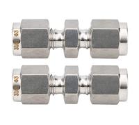 2 pièces de raccord à compression en acier inoxydable 316, adaptateur de tube à double ferrule droit, connecteur étanche et résistant aux hautes pressions pour les conduites de (Loi fédérale)