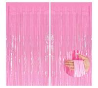 2 pièces de rideaux en guirlande rose, rideaux de porte en feuille de macaron de 0,97x1,98m avec franges pastel et pompons en guirlande pour décor de fête pour filles Licorne Sirène Fée Princesse