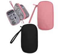 2 Pièces De Sac De Rangement pour Câble De Données À Double Couche, Sac D'Accessoires Portable Étanche, Adapté Au Stockage du Câble De Données, du Chargeur, du Casque, du Disque U, Rose.