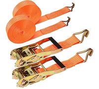 2 pièces de Sangles à cliquet 6M Heavy Duty Sangles d'arrimage réglables, Sangles à cliquet Orange Sangles d'arrimage, Sangles avec cliquet et Crochet pour Cargo, Moto, camions, remorques