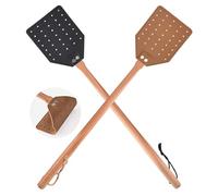 2 pièces de tapette à mouches en cuir, tapette à mouches stable avec manche en bois, exterminateur d'insectes pour intérieur extérieur, tueur de mouches, tapette à moustiques, exterminateur de