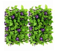 2 pièces de Treillis de Lierre, Treillis Jardin Artificiel avec Feuilles, décor clôture confidentialité Extensible, Violet