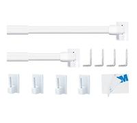 2 pièces de tringles à rideaux en forme de disque,Tringles à rideaux de fenêtre, Tringles à vitres pour store, armoire, fenêtre, cuisine, projets de bricolage (60-105CM, blanc)