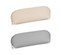 2 Pièces De Trousses À Crayons, Trousse D'Organisation Et De Rangement, Trousse De Papeterie en Cuir, Trousse De Rangement pour Pinceaux De Maquillage, Trousse À Fermeture Éclair, Blanc