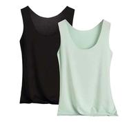 2 Pièces Débardeur Femme Élégant Col Rond Slim Fit Tank Tops Extensible Sculptant Couleur Unie Décontracté été Camisole Femmes sans Manche sous Vêtements Large Respirant Debardeur De Yoga Haut