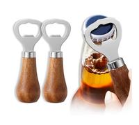 2 Pièces Décapsuleur, Décapsuleur en Bois, Ouvre-bière, Ouvre-bouteille en Acier Inoxydable, Décapsuleurs Portable Inoxydable, Ouvre-bouteilles avec Poignée en Bois,Pour la maison, le pub, l'extérieur