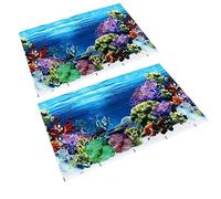2 Pièces Décoration Aquarium de Stickers Autocollants Double Sided pour Décor de Fond Étanche Durable