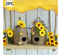 2 pièces Décoration de ruche d'abeille, 2 paquets de décoration rustique de ruche d'abeille bourdonnante, maison naturelle d'abeille, décoration de fête à thème abeille bourdonnante pour le printemps 