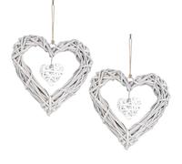 2 pièces décoration Murale en Forme de cœur, Couronne de cœur en Osier Artificiel Suspendue en rotin, Ornement Couronne pour fête Mariage, décoration Chambre à Coucher