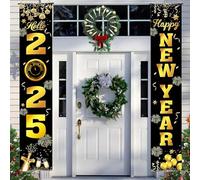 2 Pièces Decoration Nouvel An 2025, Happy New Year 2025, Decoration Nouvel An, Bannière de Porte du Nouvel An, Deco Nouvel An 2025, Ddécoration de Fête du Nouvel An, Signe de Véranda du Nouvel An