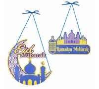 2 Pièces Décoration Ramadan, Ramadan Kareem Ornement de Suspension, décoration ramadan pendentif, Décorations pour enfants - Cadeau pour enfants