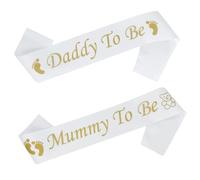 2 Pièces Décorations de Douche Bébé, Mommy To Be Sash Daddy To Be Sash Baby Shower Deco Fête Cadeau pour Future Maman Futur Papa Baby Shower Baptême Décoration