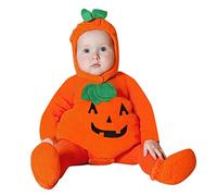 2 Pièces Deguisement Halloween Bebe Costume Citrouille à Capuche Carnival Deguisement Citrouille pour Fille Garçon Unisexe Ensemble Citrouilles Barboteuse + Pantalon Rayé (M-Orange, 12-18 Months)