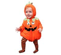2 Pièces Deguisement Halloween Bebe, Costume Citrouille Bébé, Déguisement Halloween Bébé Fille Garçon Cosplay, Costume Citrouille à Capuche et Pantalon Rayé pour Bébés de 0 à 24 Mois