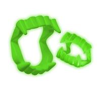 2 Pièces Dents Lumineuses De Vampire pour Enfants Réalistes Dracula Vampire À Clipser en Plastique Halloween Party Masquerade Dracula Costume Accessoires (Vert)