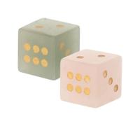 2 Pièces Dés de Mahjong en Pierre Précieuse et Jade 16mm, Lot de Jeu | Faces Arrondies, Finition Gemme Points Dorés, Pochette Velours Noire, pour Rpg et Calculs