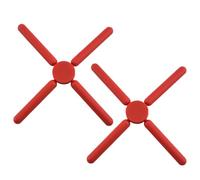 2 Pièces Dessous de Plat Pliable en Silicone Rouge, Croix