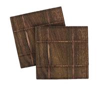 2 Pièces Dessous Plat Bois, sous Verre Bois Carré, Dessous Plat Vintage, Large, pour Antiglisse, Isolation Thermique, Résistance aux Rayures, Décoration (19x19, Brun Foncé)