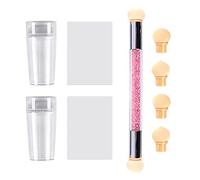 2 pièces d'estampage d'art d'ongle avec 1 pièce de teinture de brosse à double couche, ongles en silicone, ongles français de ligne de sourire, accessoires d'outil d'impression d'ongle