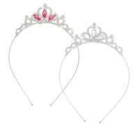 2 Pièces Diadème de Princesse en Cristal pour Femme, Serre Tête Princesse Tiar Couronne Strass, Diadèmes en Cristal pour Filles Avec Strass, Bandeau Argenté pour Anniversaire, Mariage, Halloween