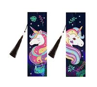 2 Pièces Diamant Peinture Signet Marque Pages en Cuir à Pampilles Marque Page Licorne Bricolage Kit de Peinture Par Numéros pour Filles pour Cadeaux Étudiants, Anniversaire,Pages de Marquage