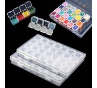 2 Pièces Diamond Painting Accessoires Boite avec 28 Grilles Boîte Rangement Perle Diamants,Boite de Rangement Diamond Painting en Plastique,Transparent Conteneur de Bijoux,pour Craft,Manucure,Perles