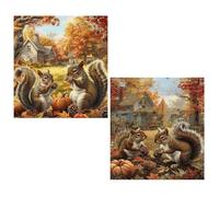 2 Pièces Diamond Painting Adulte Écureuil Diamond Painting Enfant Petit Format 20x30cm Citrouille 5D DIY Diamonds Kit pour Adulte Débutant Diamanta Broderie Strass Point de Croix Cristal Art Set TY436