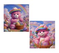 2 Pièces Diamond Painting Adulte Mignon Diamond Painting Enfant Petit Format 25x30cm Ours 5D Diamonds Kit pour Adulte Débutant Diamanta Broderie Strass Point de Croix Cristal Art Set Décoration TY558