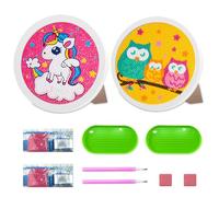 2 Pièces Diamond Painting Enfant, 5D Diamant Painting Enfant, DIY Peinture Diamant Enfant, Owl Licorne Diamond-painting, avec Cadre et Diamond Painting Accessoires, pour Salon Maison Décoration