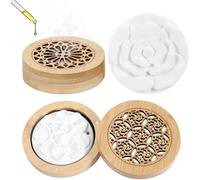 2 Pièces Diffuseur D'huiles Essentielles En Plâtre Avec Boîte À Parfum En Bois,Diffuseur Huiles Essentielles Avec Pierre Parfumée,Galet Diffuseur Huile Essentielle Fleur Pour Chambre/Bureau