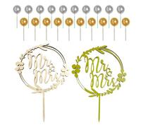 2 Pièces D'Inserts Pour Gâteaux De Mariage, 20 Pièces De Boules À Gâteau, Inserts "Mrs&Mr", Décorations De Gâteaux De Mariage, Adaptés Aux Mariages Et Aux Fêtes De Demande En Mariage