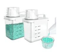 2 Pièces Distributeur de Détergent à Lessive Hermétique, 1100ML Distributeur de Lessive Hermétique avec Verre Doseur, Contenant pour Lessive, Récipient pour Poudre à Laver Céréales