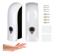 2 Pièces Distributeur de Savon Manuel, 300ml Simple tête Distributeur de Savon Manuel, Distributeur Savon Mural, pour Salles Bains et Cuisines pour Gel Douche, Shampoing, sans Perçage avec Vis, Blanc