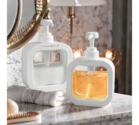 2 pièces Distributeur de savon transparent, distributeur de savon liquide pour salle de bain - avec pompe anti-rouille, convient pour l'évier de cuisine, la salle de bain, cadre décoratif noir/blanc d