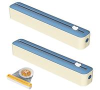 2 Pièces Distributeur et Découpeur de Film Alimentaire Réutilisable - Boîtier de Rangement avec coupe-diapositive pour Film Étirable, Papier Cuisson et Aluminium (Bleu)