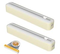 2 Pièces Distributeur et Découpeur de Film Alimentaire Réutilisable - Boîtier de Rangement avec coupe-diapositive pour Film Étirable, Papier Cuisson et Aluminium (Gris)