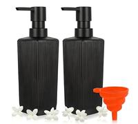 2 Pièces Distributeur Savon Liquide Noir, 350 ml/12 oz Distributeur de Savon Liquide en Verre, Flacon Pompe Verre pour Douche, Salle de Bain, Cuisine, comptoir (Noir)