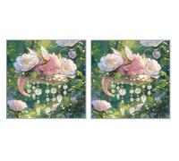 2 Pièces DIY Diamond Painting Kit, Champignons Roses, 5D Cristal Mosaïque Art Broderie Pour Les, Décoration Bureau Chambre à Coucher Murale, Cadeaux Pour Les Filles, 100x100cm Z5YX-558