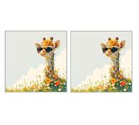 2 Pièces DIY Diamond Painting Kit, Fleurs Girafe, 5D Cristal Mosaïque Art Broderie Pour Les, Décoration Bureau Chambre à Coucher Murale, Cadeaux Pour Les Filles, 60x60cm Z5YX-330